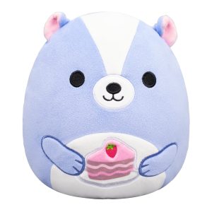 8-Inch Caspian the Lavender Skunk Holding Cake Slice